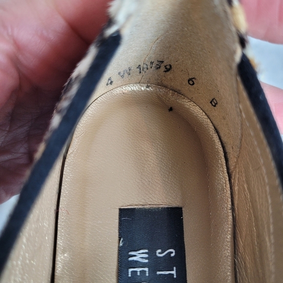 Stuart Weitzman calf hair classic leopard print loafers black bow heel office 6 - Picture 11 of 11